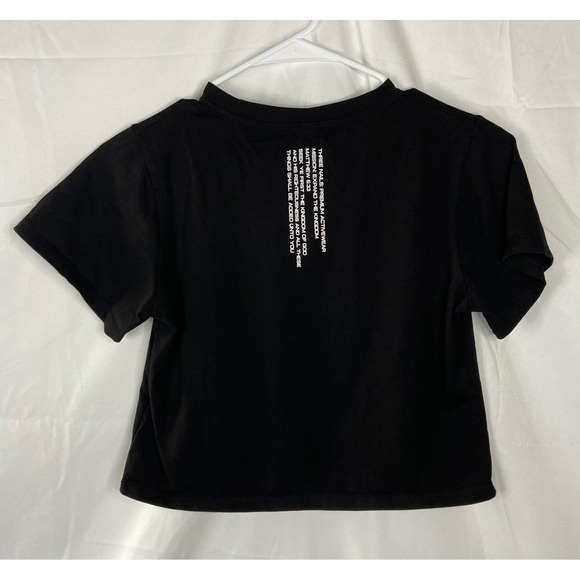 Three Nails Black Crop Top XS Christian Graphic Tee Womens Activewear Shirt - Picture 10 of 10
